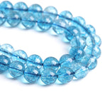 4mm 86PCS Blue Crystal Crackle Quartz Stone Spacer Round Loose Beads for Jewelry Making DIY Bracelet 15 inches Strand