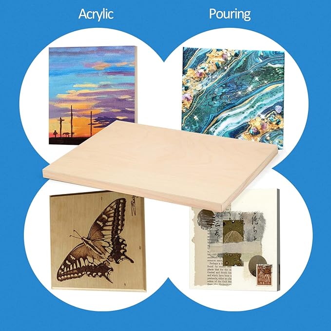Falling in Art Unfinished Birch Wood Panels Kit for Painting, Wooden Canvas 2 Pack of 12x18 Studio 3/4" Deep, Cradle Boards for Pouring, Art, Crafts, Burning and More