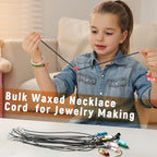 Tudomro 100 Pieces 20 Inch Waxed Leather Necklace Cord Bulk with Clasp Colorful Necklace Bracelet Chains String Rope Cord for Jewelry Making Pendants Charms(Black)