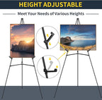 1 PCS Black Easel Stand for Wedding Sign Stand, 65 Inch Adjustable Metal Easels for Display, Portable Folding Easel for Wedding, Display Show, Arts, Poster with Portable Bags