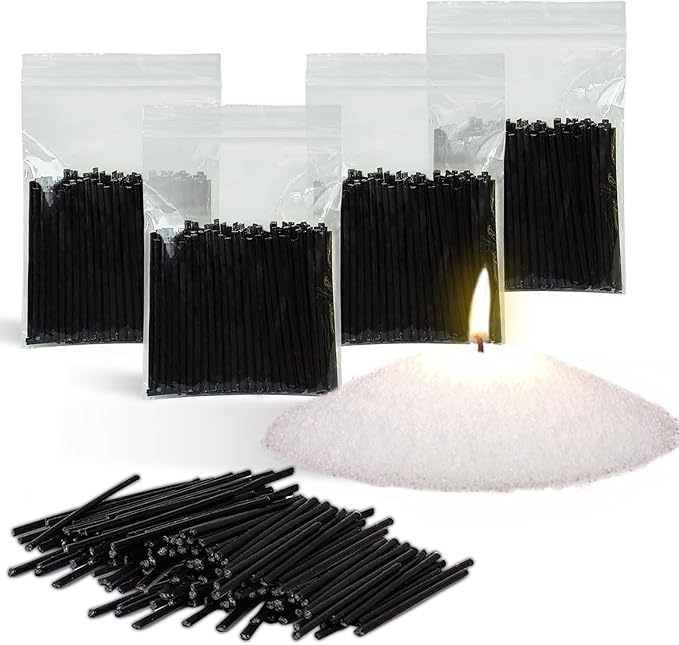 Pearled Candle Cotton Wicks 400-Pack for Sand Candles Making - 2Inch Metal-Free and Lead-Free Refill Sand Wax Wick for Candle Making DIY (Black)