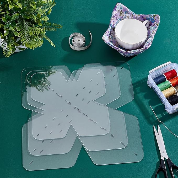 AHANDMAKER 3pcs Bowl Cozy Template Set 8/10/12 Inches Acrylic Sewing Pattern Transparent Quilting Ruler Safe Quilting Templates for DIY Crafts Family Meals Christmas Thanksgiving Home Decor