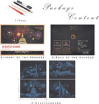 Scratch Painting Rainbow Paper by BOTEEN, Sketch DIY Art Craft City Series Night View Creative Gift, Scratchboard for Adults and Kids ,Craft Kits with 4 Tools (A4- 4pack）