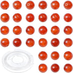 4mm 200pcs Natural Stone Round Beads Carnelian Genuine Stone Beading Loose Gemstone DIY Charm Smooth Beads for Bracelets Necklaces Earrings Hole Size 1mm (Carnelian 4mm)