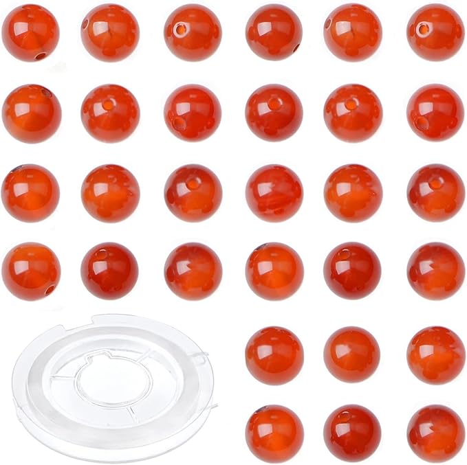 4mm 200pcs Natural Stone Round Beads Carnelian Genuine Stone Beading Loose Gemstone DIY Charm Smooth Beads for Bracelets Necklaces Earrings Hole Size 1mm (Carnelian 4mm)