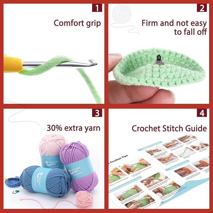 CrochetBox Crochet Kit for Beginners Adults - Christmas Pig Starters Crochet Kit, Beginners Crocheting Kitting for Adults Teen, Craft Gifts with Crochets Yarns, Hook, Step-by-Step Video, Instruction