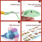 CrochetBox Crochet Kit for Beginners Adults - Christmas Cow Starters Crochet Kit, Beginners Crocheting Kitting for Adults Teen, Craft Gifts with Crochets Yarns, Hook, Step-by-Step Video, Instruction