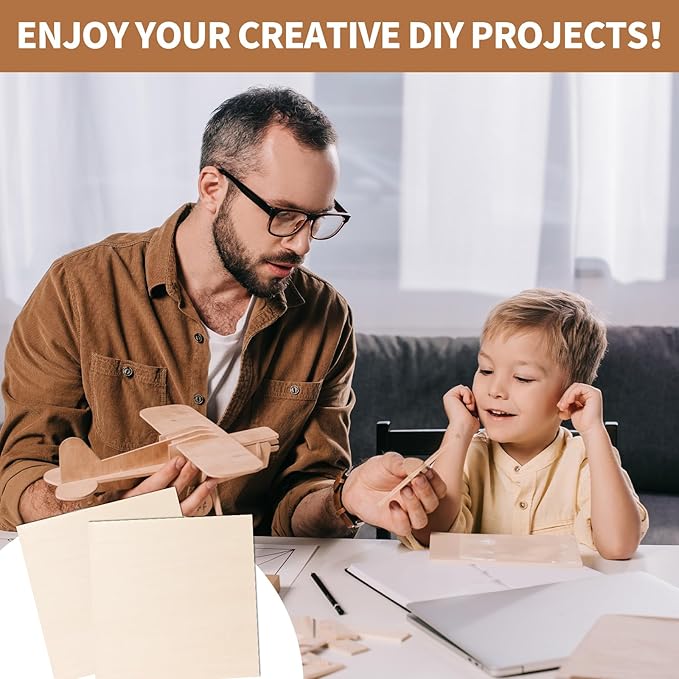 10 Pack-12x12'' Basswood Sheets 1/4 for Crafts Inch 6mm Unfinished Basswood Sheets.Plywood Sheets Used for DIY Projects, Laser Engraving, Wood Burning, Staining, Model Making & More