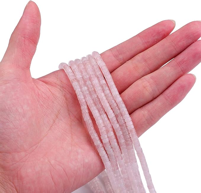 Natural Rose Quarts Crystal Spacer Beads Caps Loose Semi Gemstone for Beading Jewelry Making 4mmx2mm 38cm