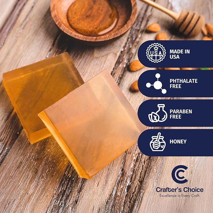 Crafter's Choice Detergent Free Melt and Pour Soap Base for Soap Making and DIY Crafting Projects, SLS/SLES Free, 5LB Block (Honey)