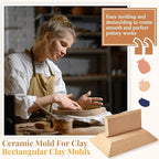 Sunnychicc 5 Pcs Ceramic Mold for Clay Wooden Pottery Clay Molds for Pottery Ceramic Plate for Slump Tools for Handbuilding Craft(Rectangle,5x8-8.1x13.98)