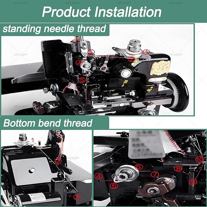 High-Speed Overlock Serger Machine with Stepless Speed Adjustment,250w Motor,3000 SPM,Adjustable Stitch Length and Width,Ideal for Edging,Seaming,and Decorative Stitching Green