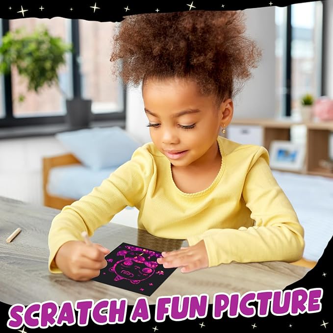 ZMLM 165 Rainbow Scratch Paper Art Crafts Mini Notes Kids Gifts 4 5 6 7 8 9 10 Years Old Girls Boys Students Teens Classroom Prizes School Supplies Birthday Party Travel Toy Activity(Rose)