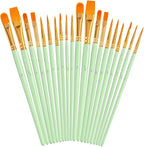 Soucolor Acrylic Paint Brushes Set, 20Pcs Round Pointed Tip Artist Paintbrushes for Acrylic Painting Oil Watercolor Canvas Boards Rock Body Face Nail Art, Halloween Pumpkin Ceramic Crafts Supplies