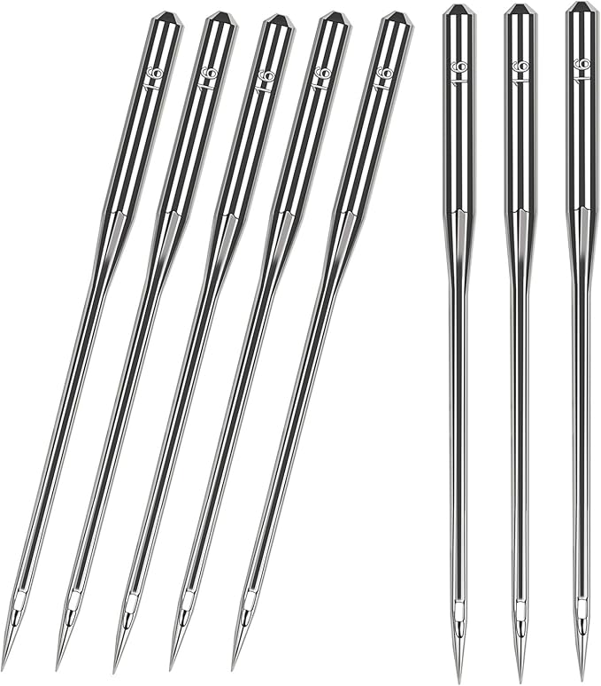 100 Pcs Size 100/16 Universal Leather&Jeans Sewing Machine Needles, Heavy Duty Machine Needles for Thickened Fabrics, Compatible with Home Sewing Machine