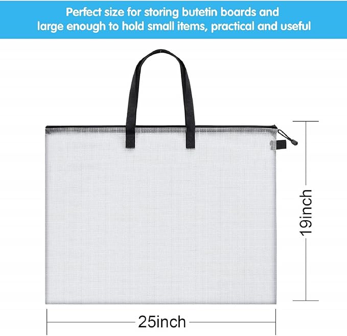 Outus Art Portfolio Case 19 x 25 Inches Posters Storage Bag Portfolio Folder with Handle and Zipper Transparent Folder Organizer for Painting Bulletin Boards End of The Year Gifts(1 Piece)