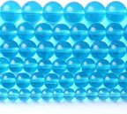 6MM Lake Blue Glass Beads Natural Gemstone Round Loose Stone Beads for Jewelry and Bracelets Making 120pcs 2 Strands 32"