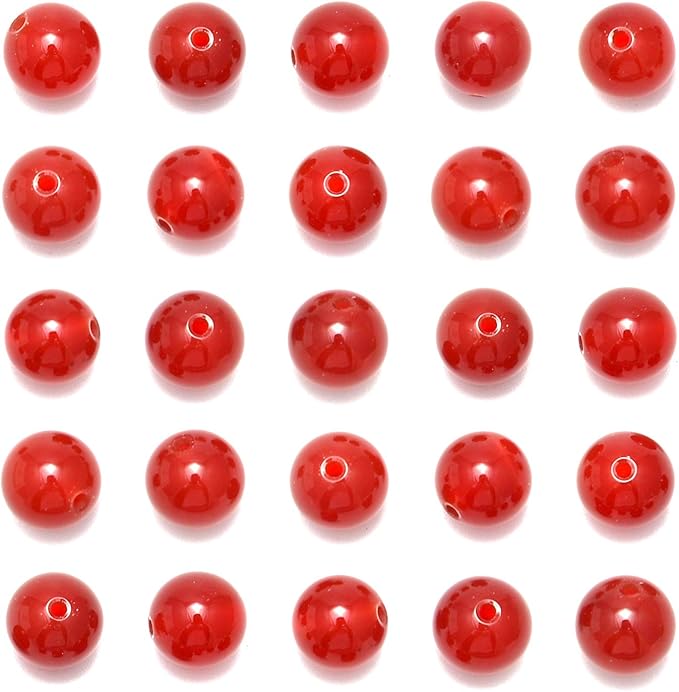 NCB 100pcs 8mm Round Carnelian Natural Stone Beads for Jewelry Making (Red, 100Beads)
