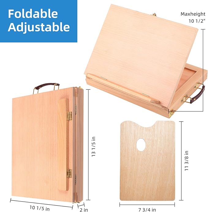 Falling in Art Tabletop Easel Set - 29 Pieces Starter Kit - Artist Acrylic Painting Kit with 12 Acrylic Paints Set, Canvas Panels, Brushes, Wooden Palette for Kids, Adults, Beginners, Professionals