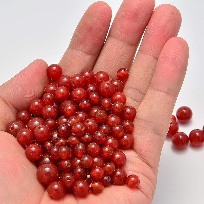 NCB 200pcs 4mm Carnelian Loose Beads for Jewelry Making, Natural Semi Precious Beads Round Smooth Gemstones Spacer Beads Charms for Necklaces Bracelets (Carnelian, 4mm 200Beads)