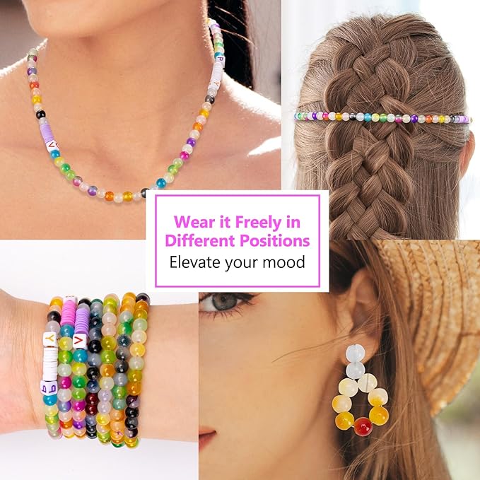 XSEINO About 7200+ pcs 6mm Glass Beads Bracelet Making Kit, 144 Assorted Colorful Bi-Color Fusion Series Crystal Beads Making and DIY Crafts