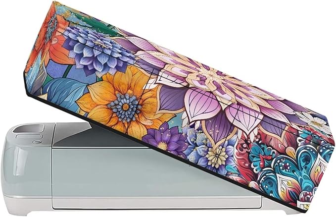 Binienty Boho Style Flower Cover Compatible with Cricut Maker, Cricut Air, Cricut Explore, Cricut Machine Accessories, Die-Cut Machine Dust Covers with Pockets Carrying Case for DIY Cutting Machines