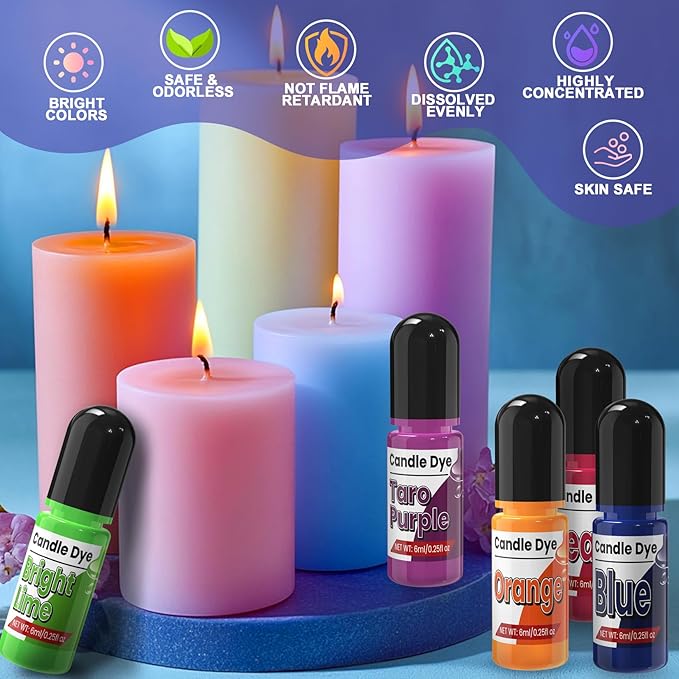 Candle Dye - 36 Colors Candle Making Dye, Highly Concentrated Liquid Oil-Based Coloring for Soy Wax, Bees Wax, Gel Wax - Easy Color and Safe - 6ml/Bottle