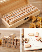42Pcs Wooden Rubber Stamps Number Letter Alphabet Stamps Mini Cute DIY Stamps Set for Craft Decorating Scrapbooking and Wedding Invitation Cards (42pcs)