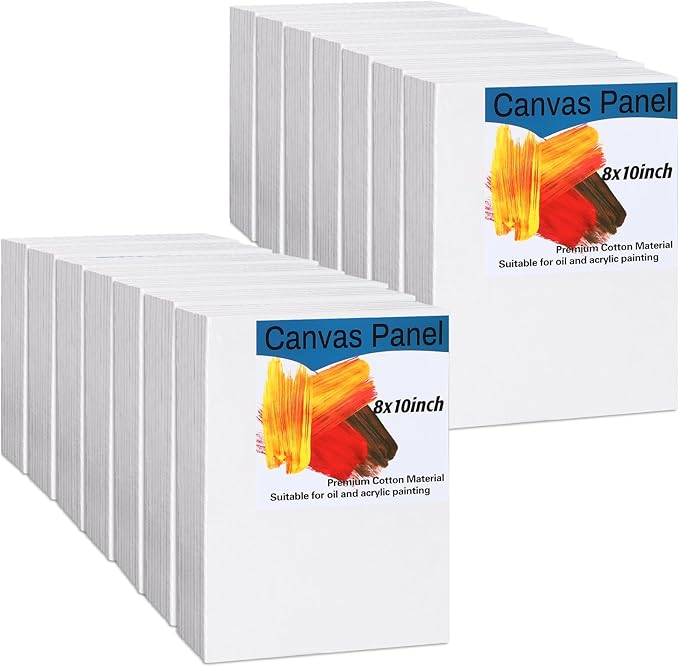 100 Pack Bulk Painting Canvas Panels, Classroom Value Pack Art Canvas, Small Canvases for Classroom Students, Painting Hobby Painters Using (8 x 10 Inch)
