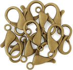Mandala Crafts 12mm Antique Brass Metal Lobster Clasps for Jewelry Making - 100 Lobster Claw Clasps with Jump Rings Jewelry Findings Kit for Necklaces Bracelets Charms Fasteners
