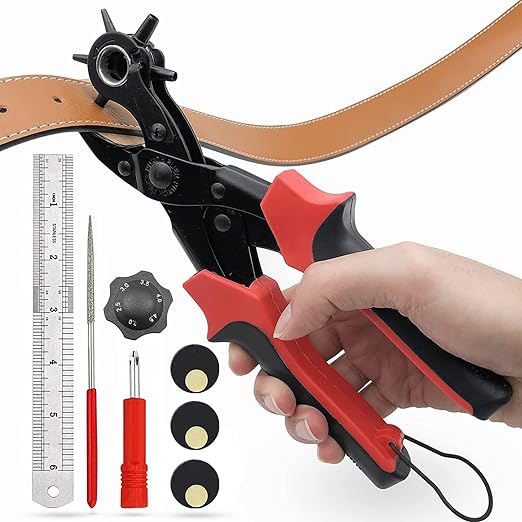 Leather Hole Punch,Belt Hole Puncher for Leather, Revolving Punch Plier Kit for Watches, Handbags, Punch Tool for Belts Diameter : 4.5/4 /3.5/3/2.5/2mm.