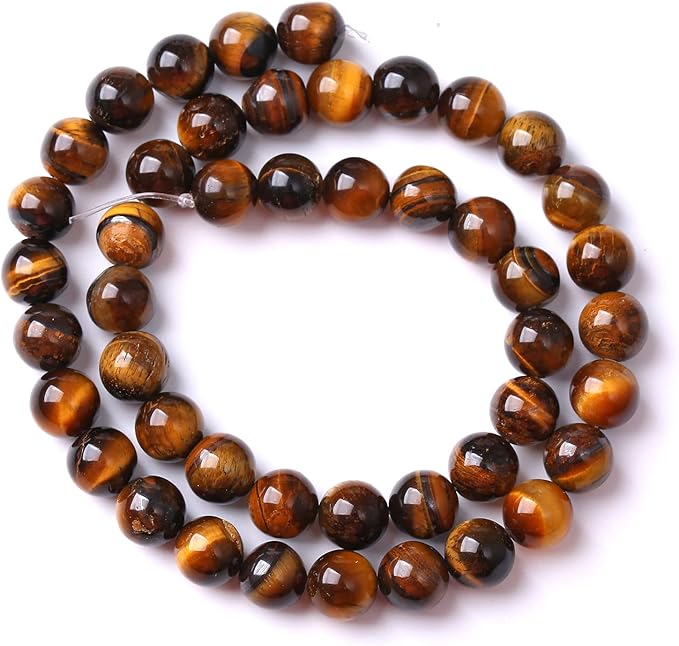 4MM 88PCS Natural Stone Yellow Tiger Eye Stone with Iron Mine Beads for Jewelry Making DIY Bracelet
