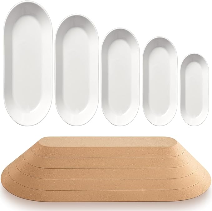 Sunnychicc 5 Pcs Ceramic Mold for Clay Wooden Pottery Clay Molds for Pottery Ceramic Plate for Slump Tools for Handbuilding Craft(Oval,11.61-16.34")