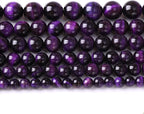 4mm 90pcs A+ Natural Purple Tiger Eye Stone Beads Round Spacer Loose Beads for Jewelry Making DIY Bracelet Necklace 15" Inch (Purple Tiger Eye Stone, 4mm)