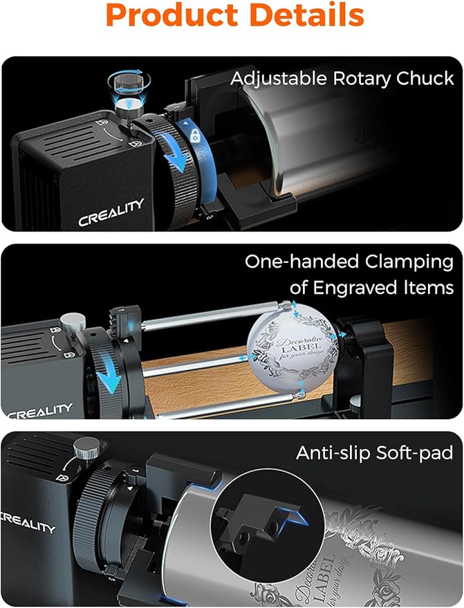 Creality Rotary Roller Kit with Risers for Falcon A1 Laser Engraver, Engraving Accessories for Engraving Cylindrical Objects, Wine Glass, Baseball Bat, Ring