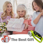 Cordless Electric Scissors, 4V Box Cutter & Cardboard Cutter with 2 Titanium Blades - Rotary Cutter with LED Light for Fabric, Leather, Carpet, Plastic, Crafting + Storage Case (Green)