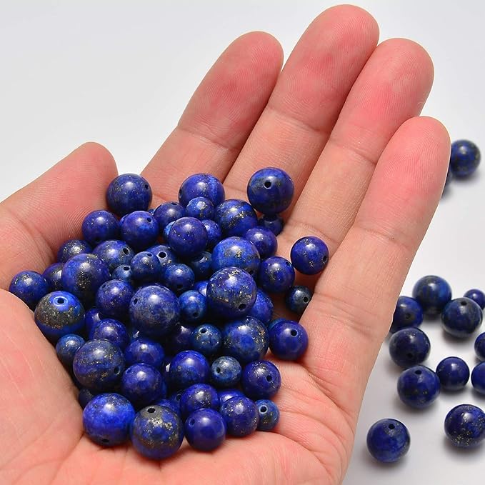 NCB 200pcs 4mm Lapis Lazuli Loose Beads for Jewelry Making, Natural Semi Precious Beads Round Smooth Gemstones Spacer Beads Charms for Necklaces Bracelets (Lapis Lazuli, 4mm 200Beads)