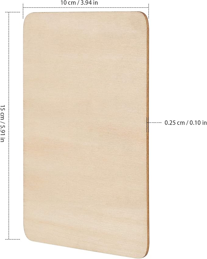 100 Pack 6 x 4 Inch Unfinished Wood Cutouts for Crafts, Natural Wood Rectangle Blank Pieces Wooden Tags Slices for Painting, DIY Craft, Decoration
