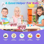 Paint Brush Cleaner with Paint Tray, Water Circulation Brush Rinser with Brush Holder, Watercolor/Oil and Water-Based Paint Brush Cleaner Tool, 400ml Capacity, Train Design, Gift for Artist Beginners