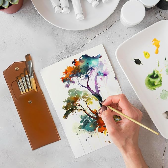 Rembrandt Series I - 6pc Travel Watercolor Brushes Set, Kolinsky Sable Performance Hair, Designed for Watercolors & Versatile in Gouache, Oil - Premium Art & Travel Kit