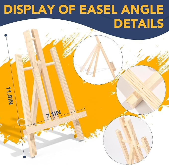 AROIC 208 Pack Easel and Canvas Sets with 16 Wood Easels,160 Brushes,16 Canvas and 16 Palette, Painting Set, Tabletop Easel, Art Easels, Painting Supplies for Kids & Adults to Paint Party
