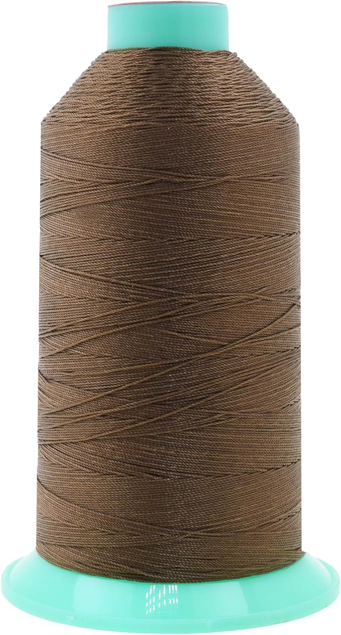 Mandala Crafts Bonded Nylon Thread Coyote Brown Heavy Duty Sewing Threads - 1250 YDs Size 138 420D T135 Tex 135 Thread for Leather Jeans Weaving Outdoor Marine Upholstery Threads