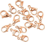 Mandala Crafts 16mm Rose Gold Color Metal Lobster Clasps for Jewelry Making - 100 Lobster Claw Clasps with Jump Rings Jewelry Findings Kit for Necklaces Bracelets Charms Fasteners