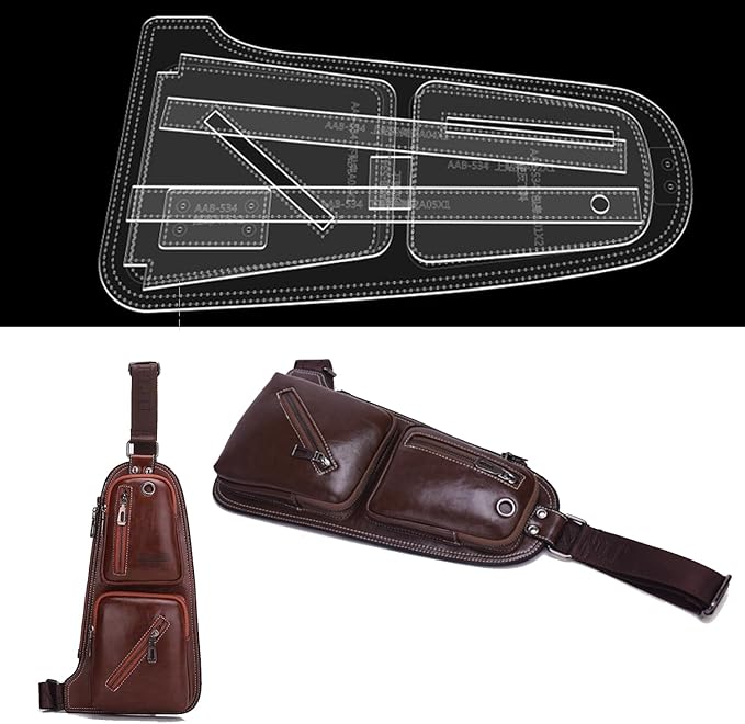 RIVEENY Sling Bag Acrylic Template,Leather Pattern Acrylic Leather Templates for Capacity Crossbody Backpack Casual Motorcycle Chest Bag (AAB-534)