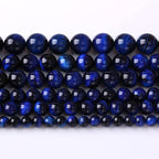 Natural Stone Lapis Blue Tiger Eye Beads Round Loose Spacer Beads for Jewelry Making DIY Bracelet Necklace 4mm 90pcs(Natural Lapis Blue Tiger, 4mm)