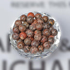 NCB 200PCS 4mm Natural Red Leopard Fur Jasper Round Loose Stone Spacer Beads for Jewelry Making with Crystal Stretch Cord