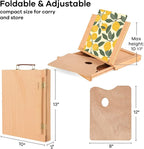 VISWIN Tabletop Easel with Storage Drawer & Palette, Adjustable Portable Beech Wood Sketch Box Table Top Easel for Painting, Desktop Travel Art Easel for Adults, Artists, Students