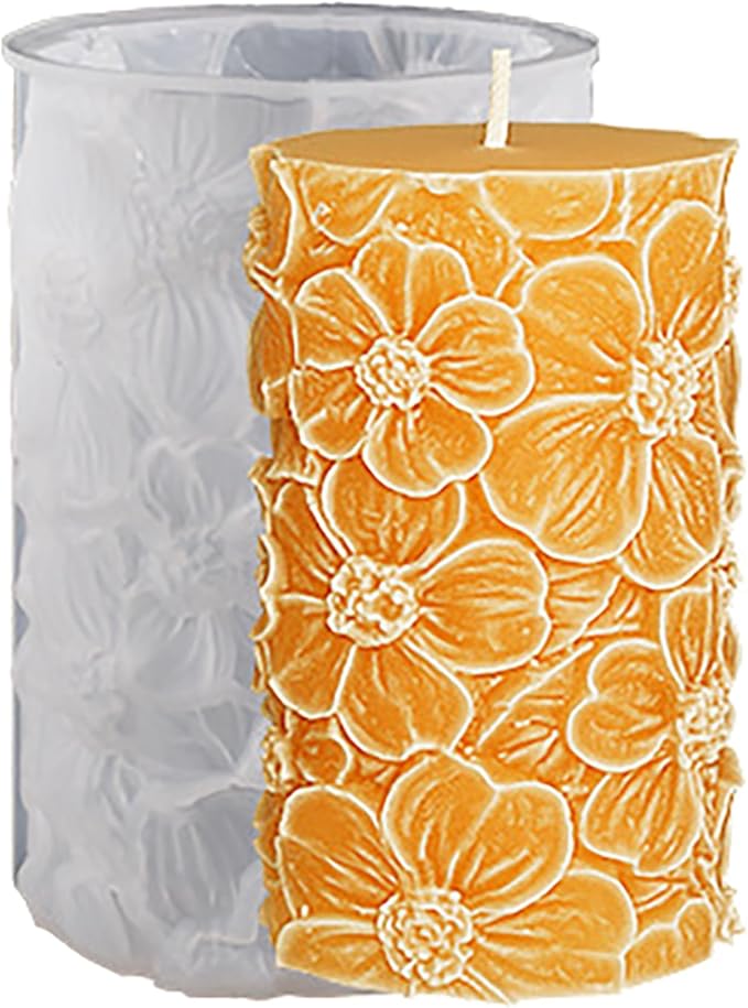 Flower Petal Cylinder Candle Mold - Resin Casting Silicone Molds for Home Decor & Candle Making Wave Spiral Mold