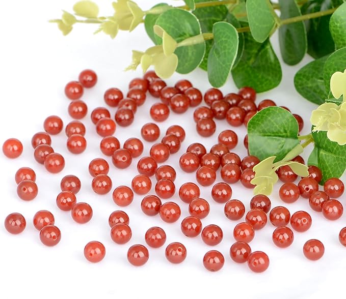 4mm 200pcs Natural Stone Round Beads Carnelian Genuine Stone Beading Loose Gemstone DIY Charm Smooth Beads for Bracelets Necklaces Earrings Hole Size 1mm (Carnelian 4mm)