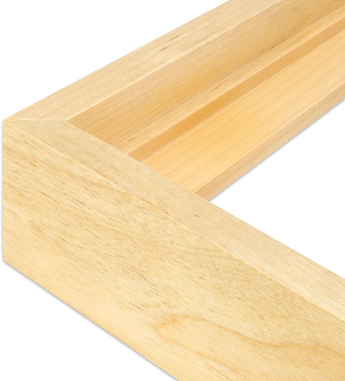 Ampersand Art Supply Floaterframe Readymade Frame for Flat and 7/8" Deep Wood Panel and Canvas Artwork, Paintings, Prints, and More, 8"x10", Maple Bold